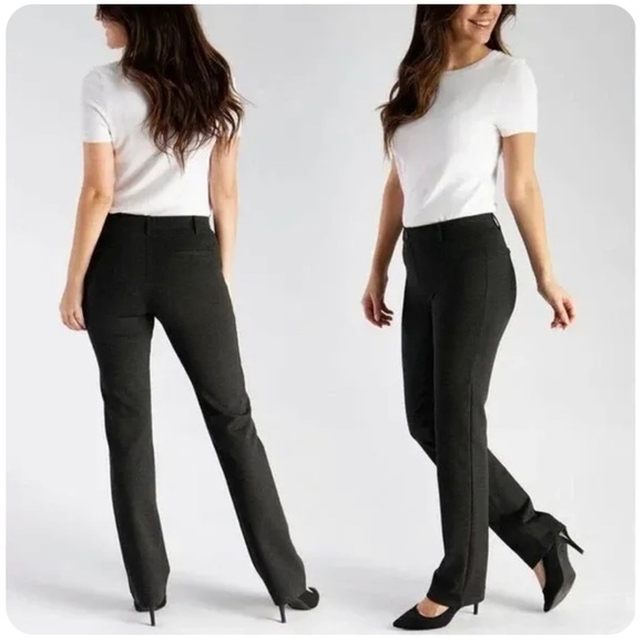 Betabrand Charcoal Gray Classic Straight Leg Dress, Yoga, Career Pants Medium P - Picture 1 of 11